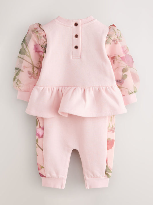 Baker by Ted Baker Pink Organza Floral Sleeve Rompersuit image 2