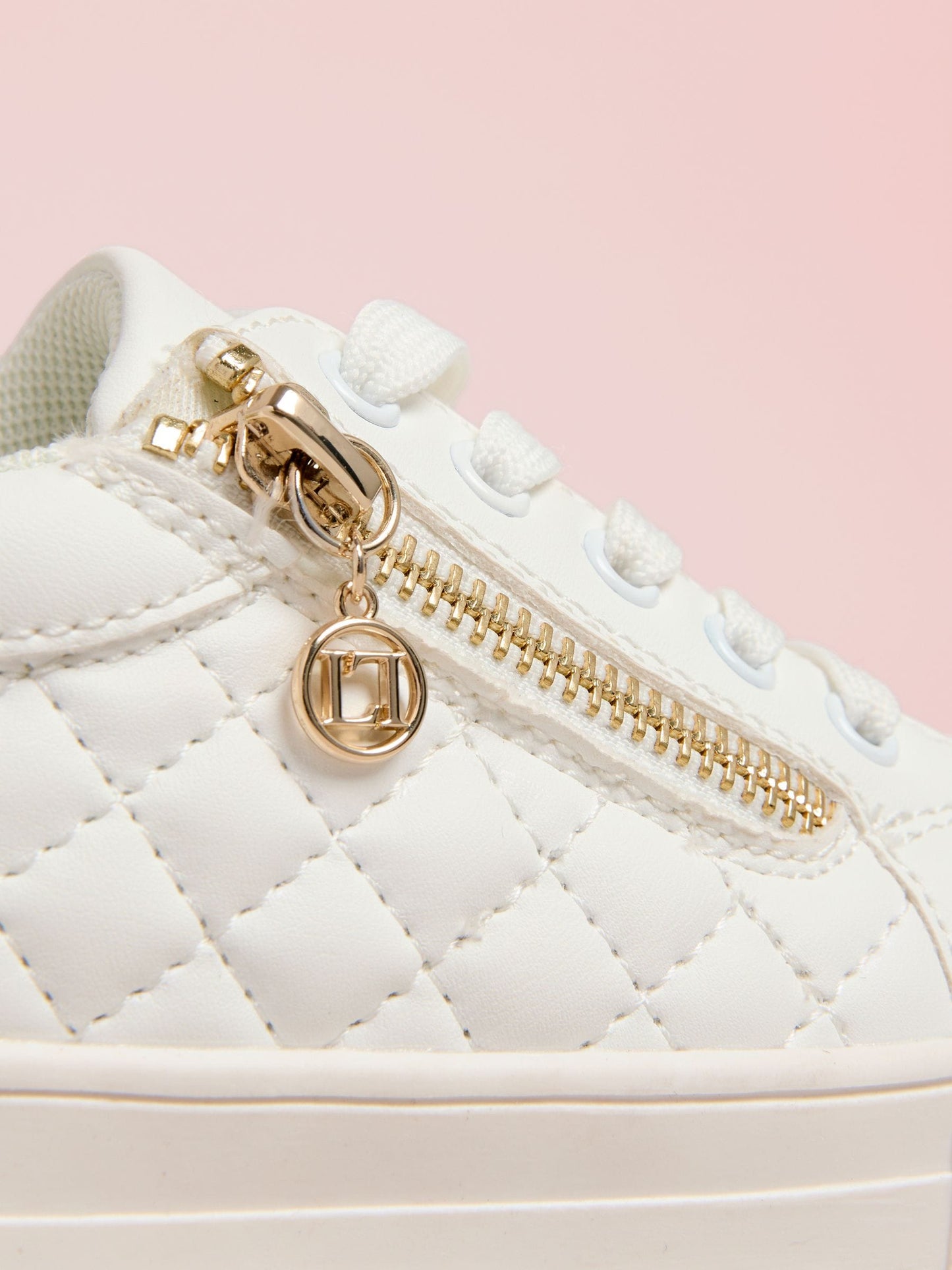 Lipsy White Lace Up Quilted Sports Trainers image 4