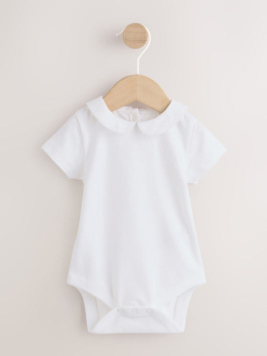 White Embroidered Bear Woven Dungaree and Bodysuit Baby Set (0mths-3yrs) image 2