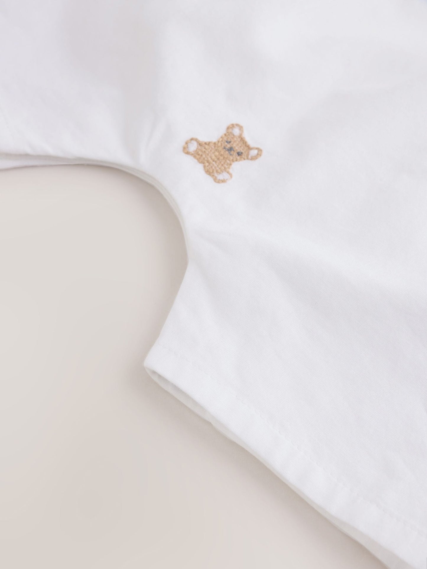 White Embroidered Bear Woven Dungaree and Bodysuit Baby Set (0mths-3yrs) image 8