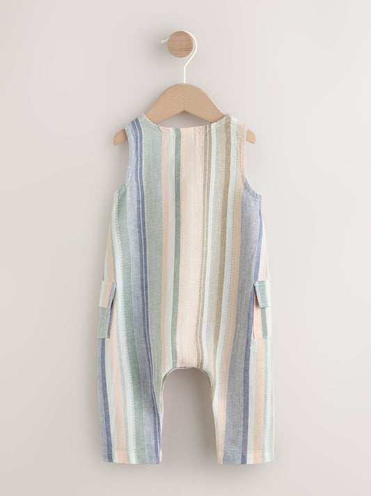 Blue Stripe Woven Baby Romper (0mths-2yrs) image 2