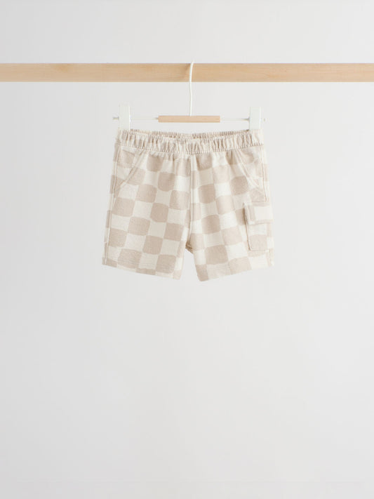 Grey/Neutral Checkeboard Jersey Baby Shorts 3 Pack (0mths-2yrs) image 2
