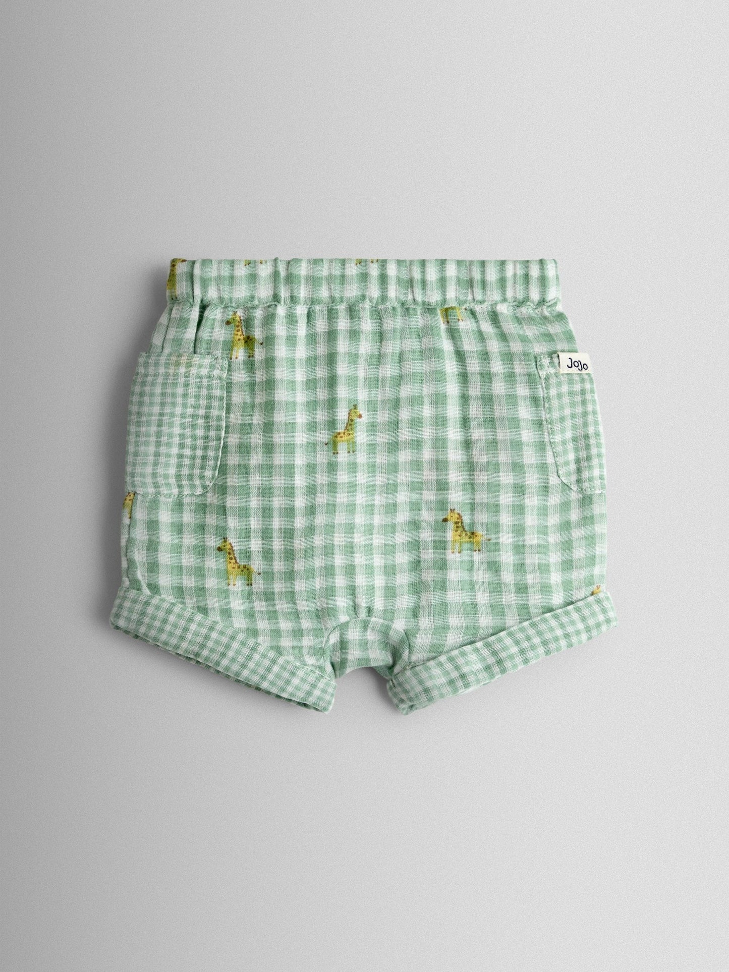 JoJo Maman Bébé Cream Safari Gingham Applique Top and Short Set image 5