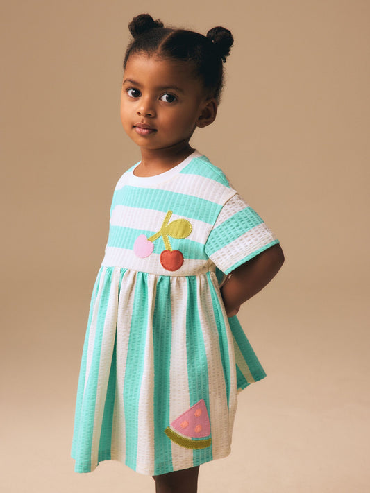 Turquoise Stripe Jersey Dress (3mths-7yrs) image 2