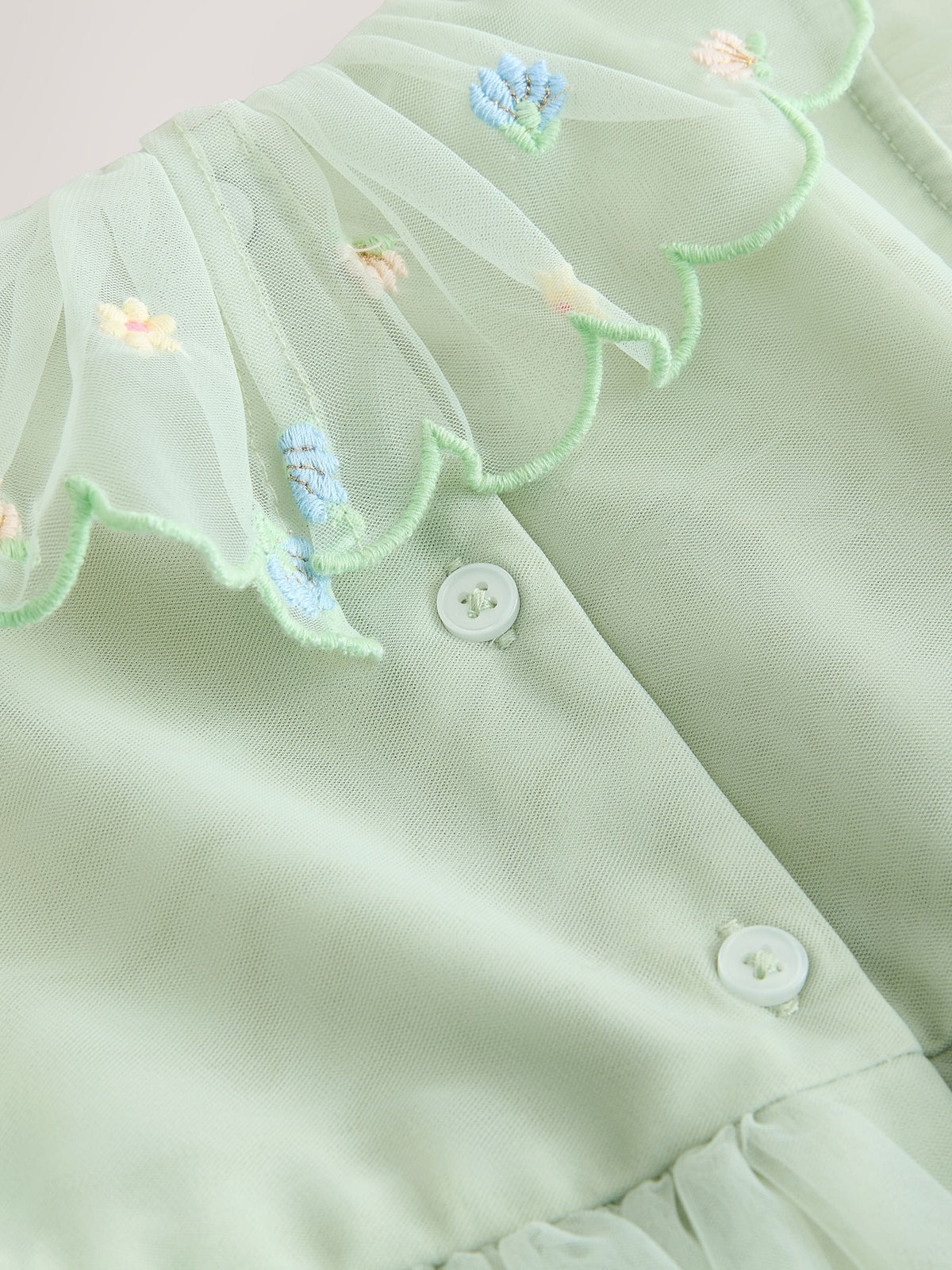 Dsiney Kidz - Green Embroidered Mesh Dress (3mths-7yrs) image 8