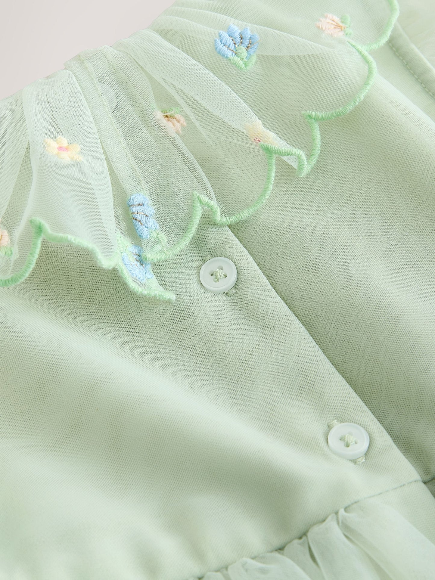 Green Embroidered Mesh Dress (3mths-7yrs) image 8