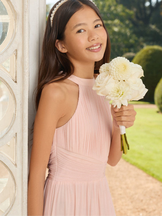 Dsiney Kidz - Lipsy Pink Pleated Halter Maxi Occasion Dress (5-16yrs) image 2