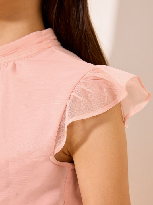 Dsiney Kidz - Lipsy Pink Flutter Sleeve Occasion Dress (5-16yrs) image 2