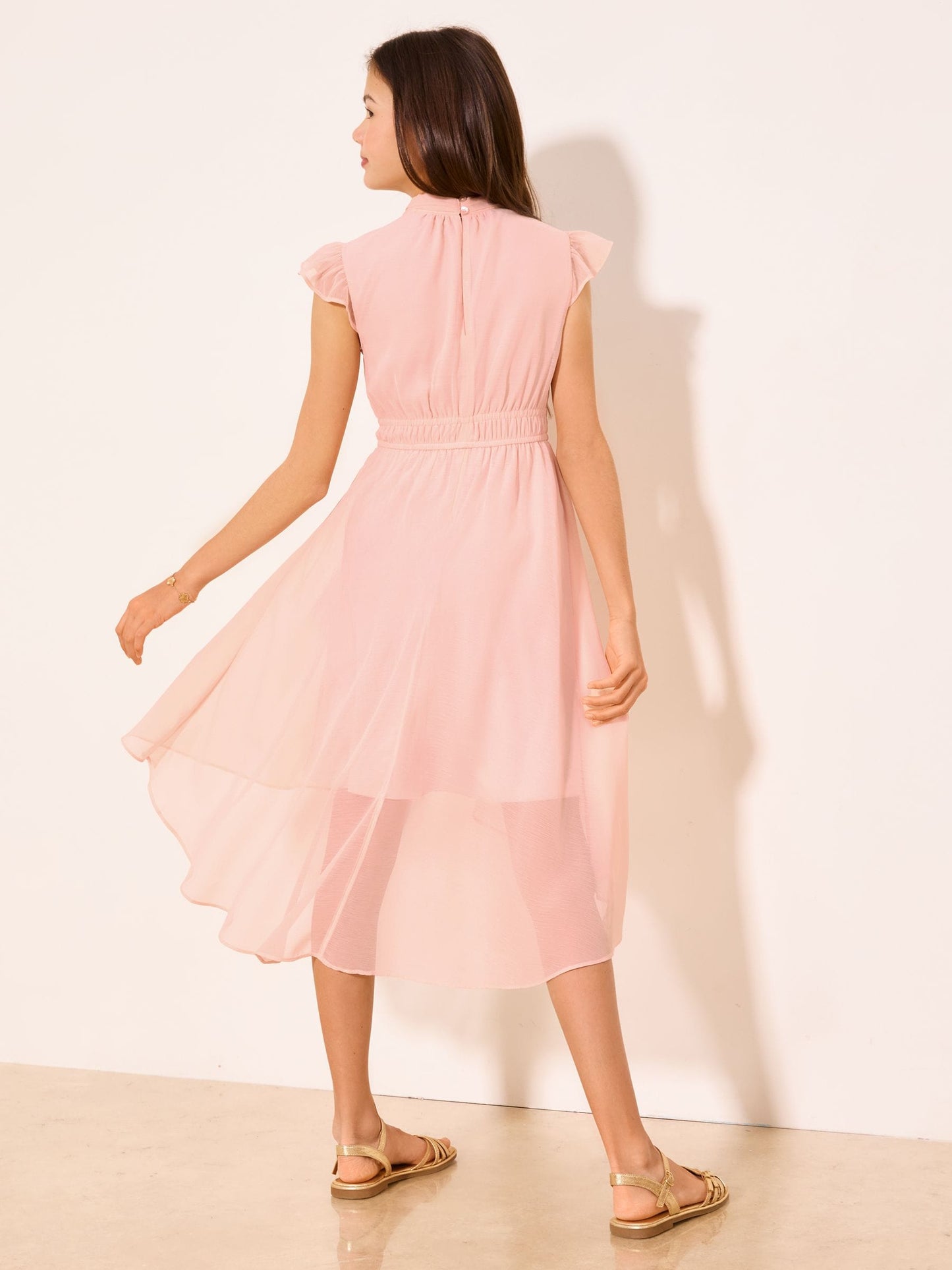 Lipsy Pink Flutter Sleeve Occasion Dress (5-16yrs) image 5