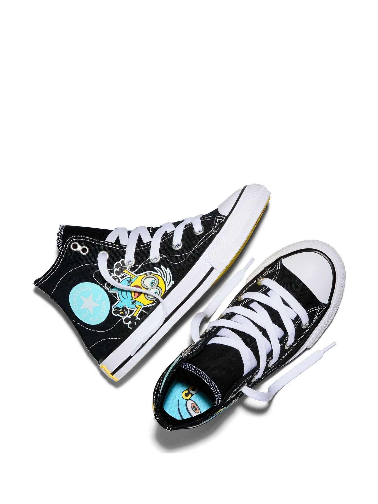 Converse Black/White Minions Classic Hightop Trainers image 7
