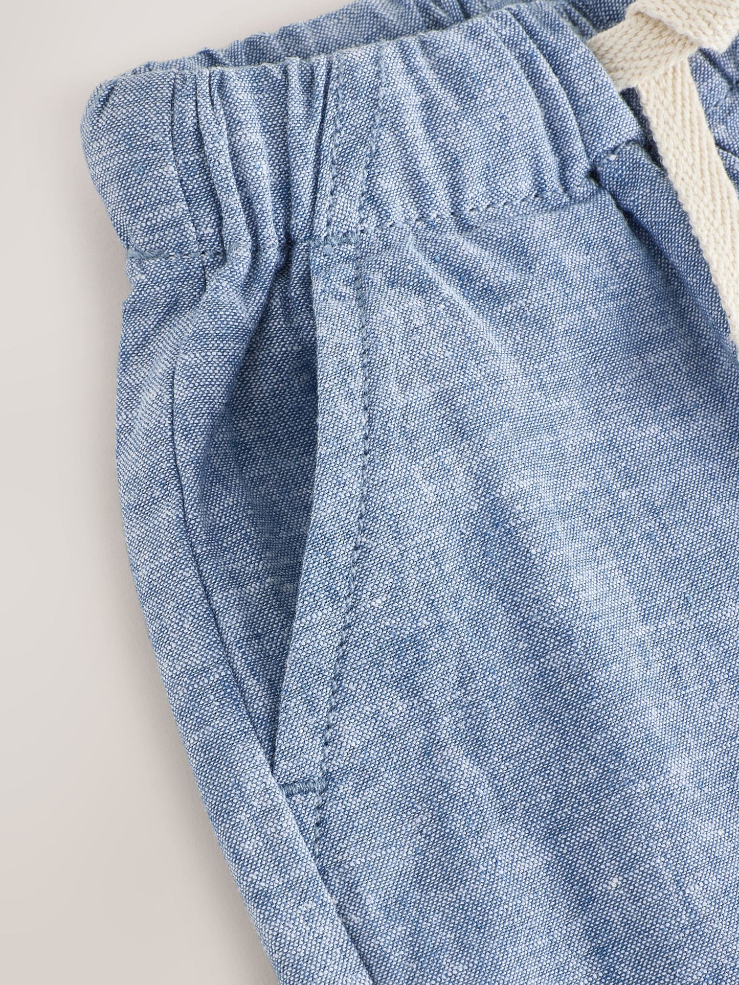 Chambray Blue Wide Fit Linen Blend Pull on Trousers (3mths-7yrs) image 8