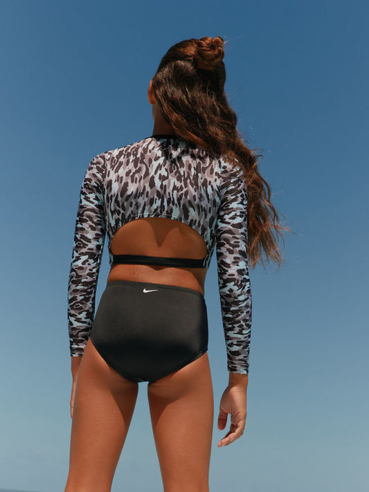 Dsiney Kidz - Nike Black Animal Print Long Sleeve Bikini Set image 2