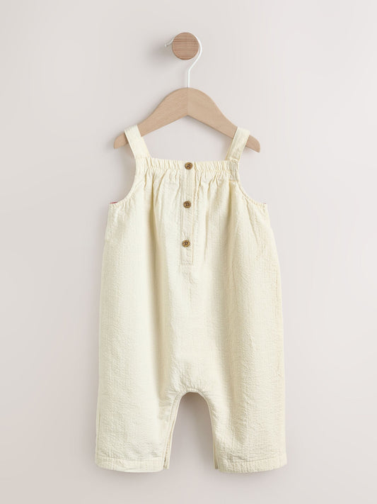 White Tropical Embroidery Baby Long Leg Romper (0mths-2yrs) image 2