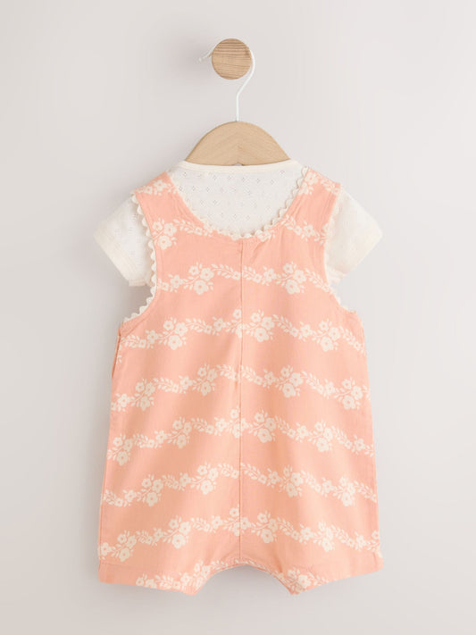 Orange Floral Baby Dungarees and Bodysuits Set 2 Piece (0mths-2yrs) image 3