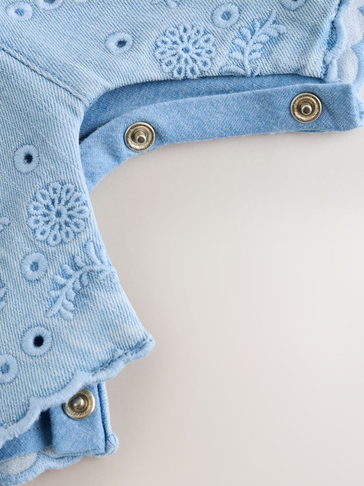 Dsiney Kidz - Denim Blue Broiderie Dungaree and Bodysuit Baby 2 Piece Set (0mths-3yrs) image 8