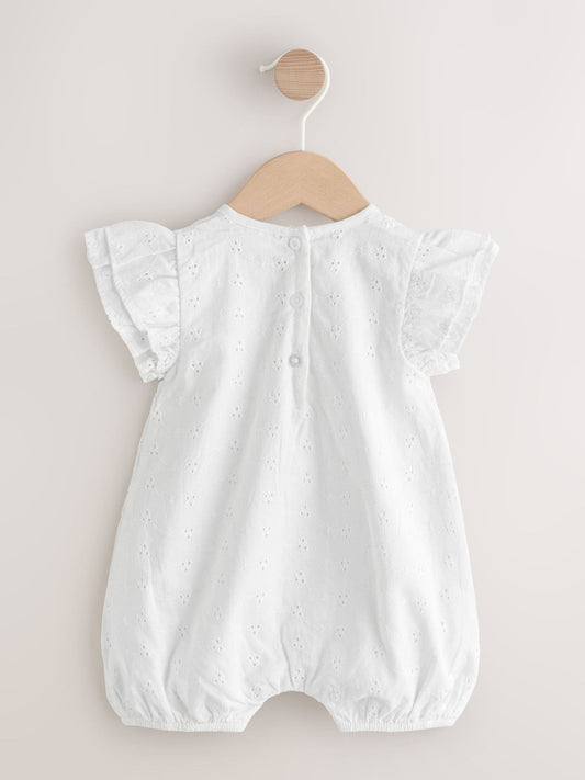 White Broderie Baby Romper (0mths-2yrs) image 2