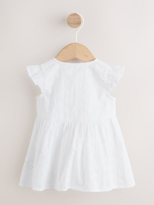 Dsiney Kidz - White Broiderie Woven Baby Dress With Intergrated Bodysuit (0mths-2yrs) image 2