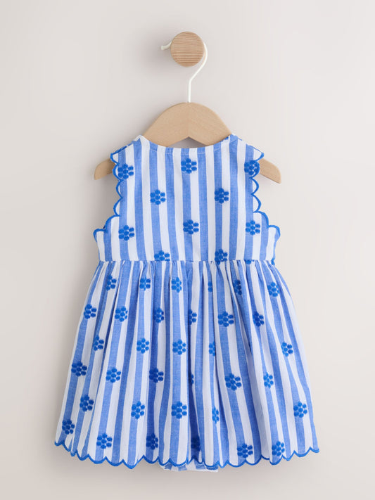 Dsiney Kidz - Blue Stripe Woven Baby Dress With Intergrated Bodysuit (0mths-2yrs) image 2