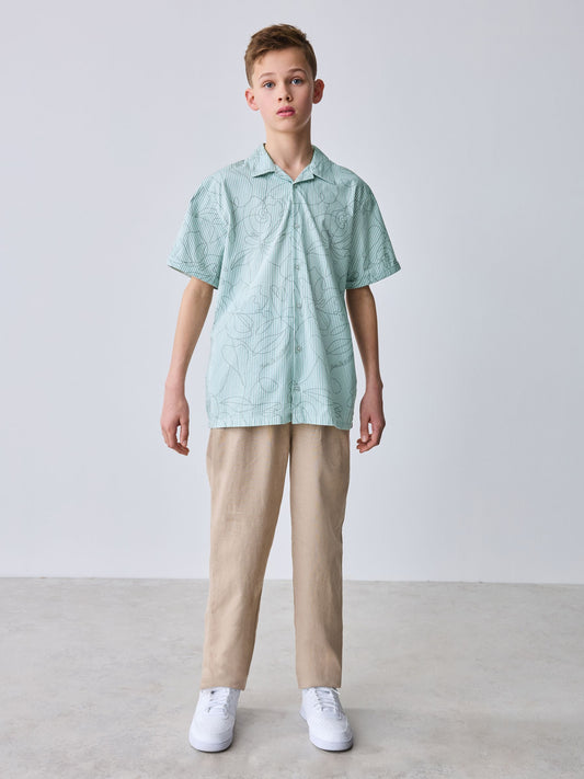Dsiney Kidz - Baker by Ted Baker Stone All Over Print Linen Blend Shirt and Trousers Set image 2