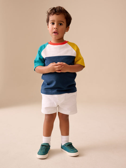 Navy/Blue/Yellow Short Sleeve Colourblock T-Shirt (3mths-7yrs) (3mths-7yrs) image 3