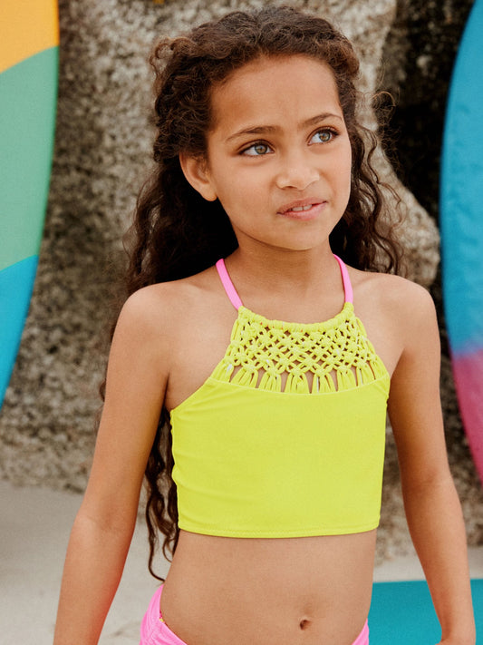 Dsiney Kidz - Pink/Lime Macrame Bikini (3-16yrs) image 2