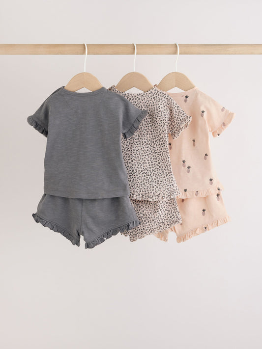 Dsiney Kidz - Monochrome Flower Short Sleeve Top and Shorts Baby Set 6 Piece (0mths-2yrs) image 2