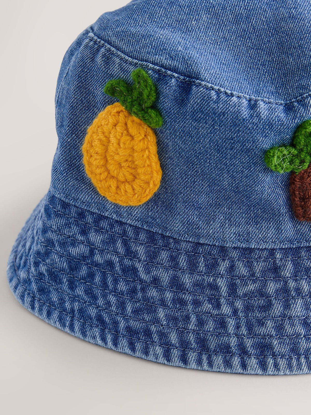 Denim Crochet Fruit Embroidered Baby Bucket Hat image 3