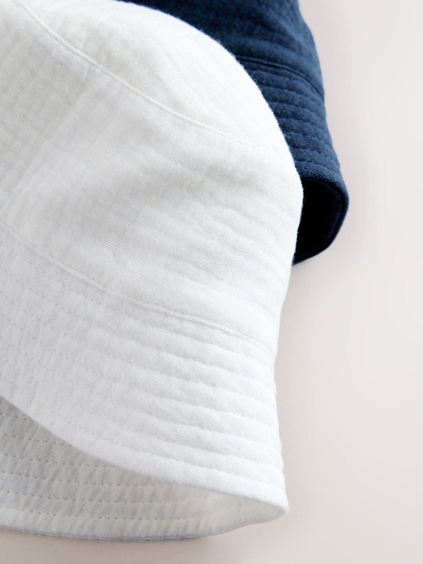 White and Blue Woven Baby Bucket Hats 2 Pack image 5