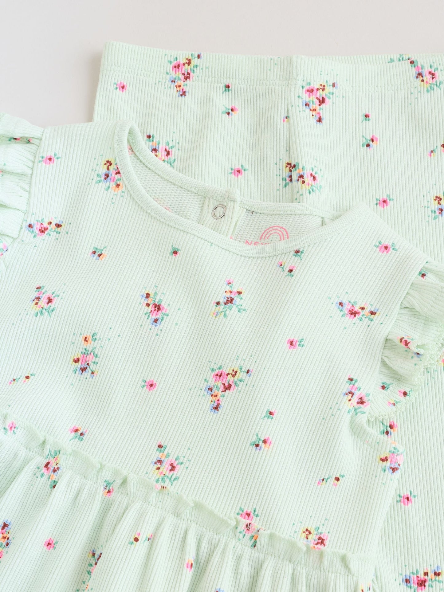 Sage Green Flower Rib Top and Leggings Baby Set 2 Piece (0mths-2yrs) image 8