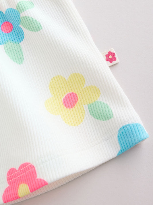 White Flower Rib Top and Leggings Baby Set 2 Piece (0mths-2yrs) image 3