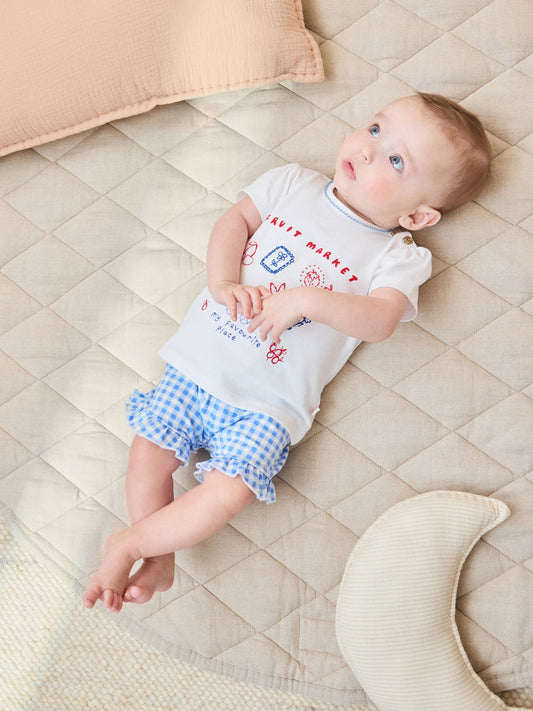 Dsiney Kidz - White Picnic Short Sleeve Baby Top and Short Set 2 Piece (0mths-2yrs) image 2