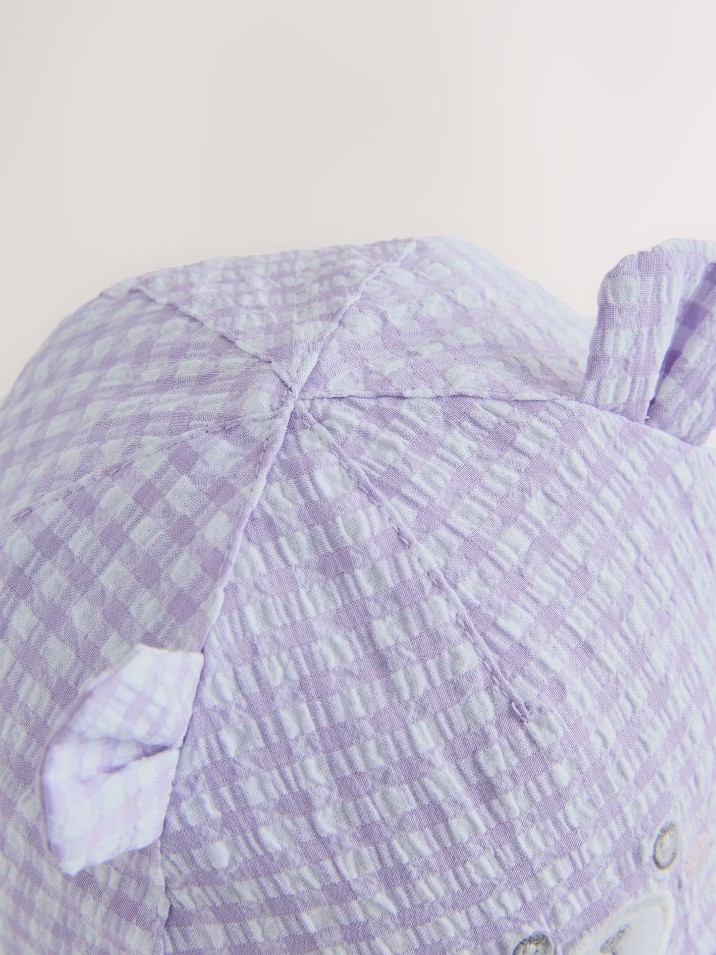 Purple Gingham Baby Embroidered Bear Legionnaire Hat image 3