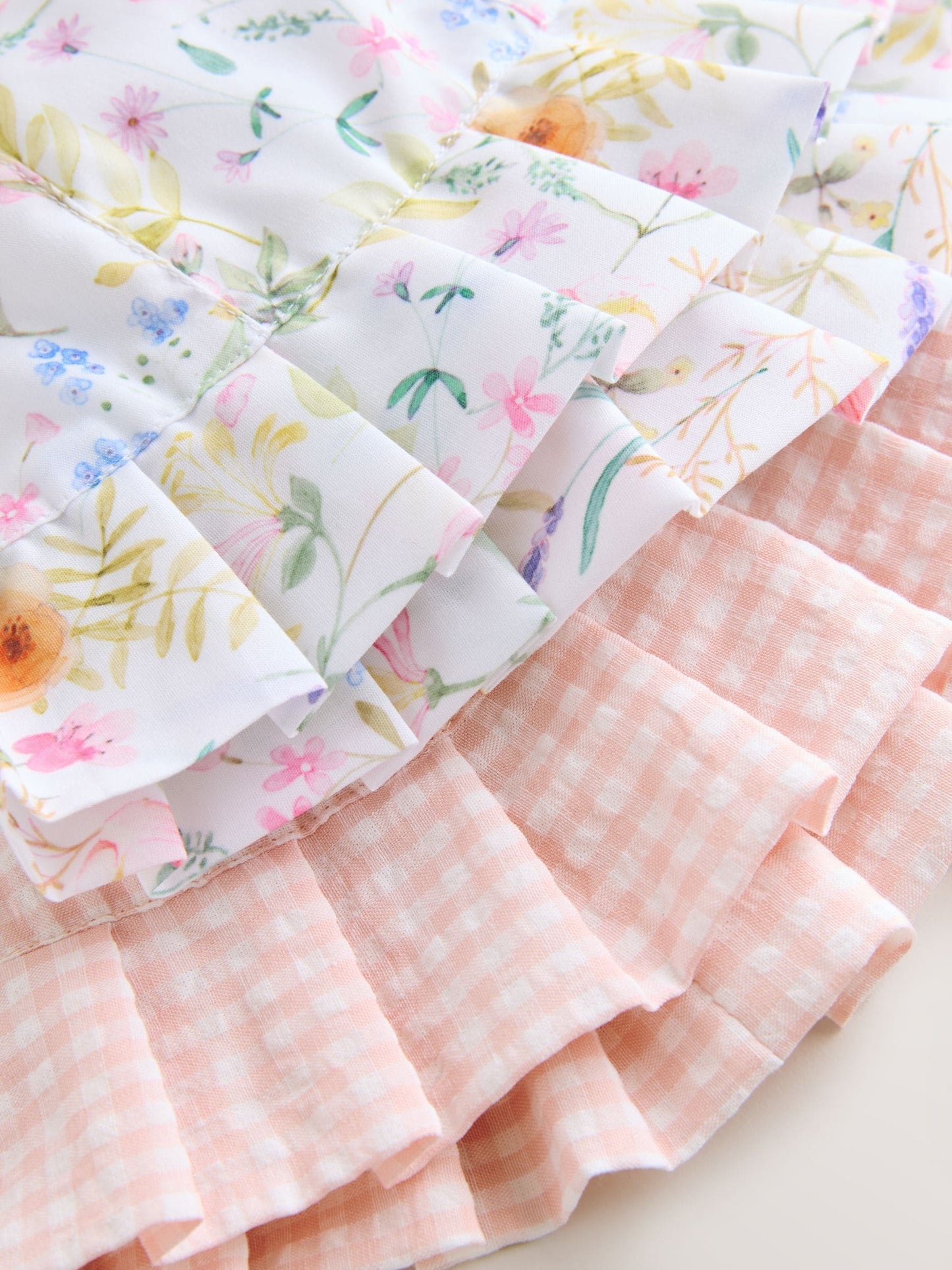 Pink Floral and Gingham Baby Woven Bucket Hats 2 Pack image 5