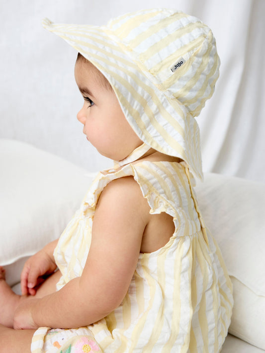 Dsiney Kidz - JoJo Maman Bébé Yellow Bunny Embroidered Dress, Knicker and Hat Set image 2