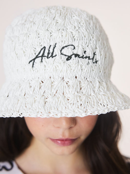 smALLSAINTS Straw Effect Logo Bucket Hat image 2
