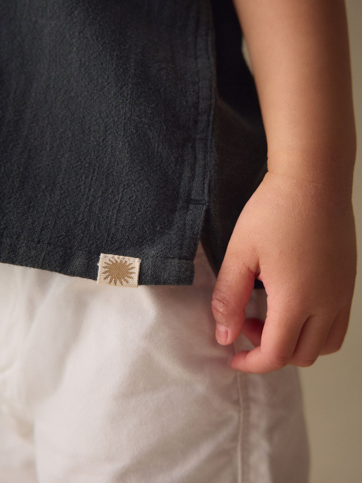 Dsiney Kidz - Charcoal Grey Short Sleeves Linen Blend Revere Collar Shirt (3mths-7yrs) image 5
