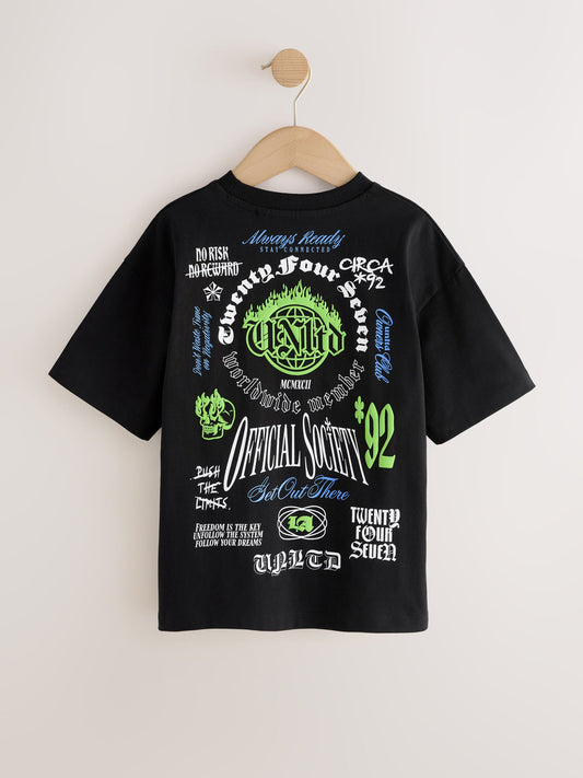 Dsiney Kidz - Black Skull Back Print Short Sleeve Graphic T-Shirt (3-16yrs) image 2