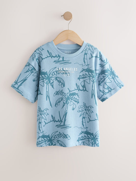 Disney Kidz - Blue Palm Textured Short Sleeve T-Shirt (3-16yrs) image 1