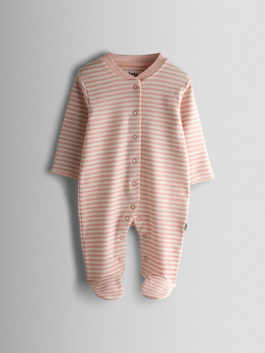 JoJo Maman Bébé Pink Bunny Cotton Footed 3 Pack Sleepsuit image 2