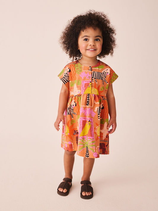 Dsiney Kidz - Orange Zebra Jersey Dress (3mths-7yrs) image 2