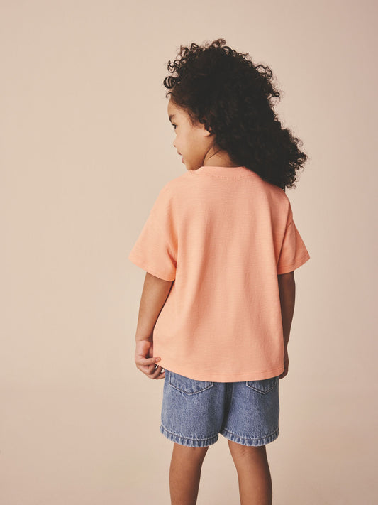 Orange Peach Short Sleeve Applique Flower T-Shirt (3mths-7yrs) image 2