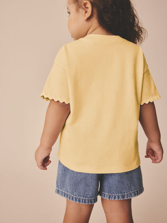 Yellow Short Sleeve Ric Rac Trim T-Shirt (3mths-7yrs) image 3