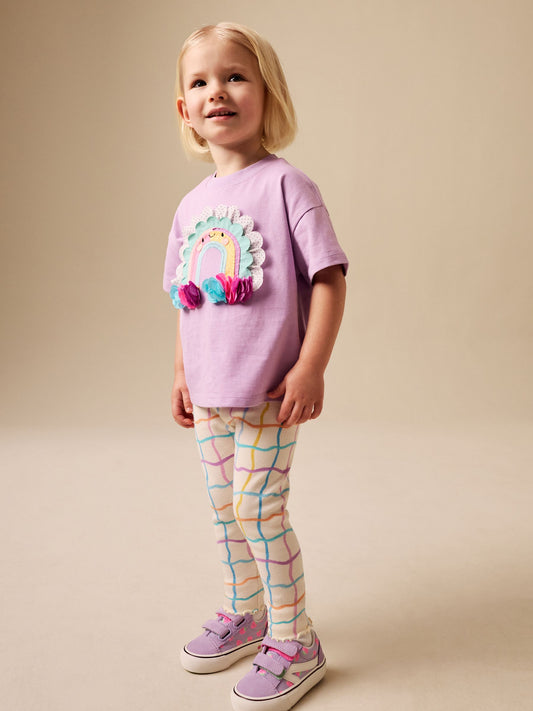 Dsiney Kidz - Lilac Purple Rainbow Short Sleeve Top and Leggings Set (3mths-7yrs) image 2