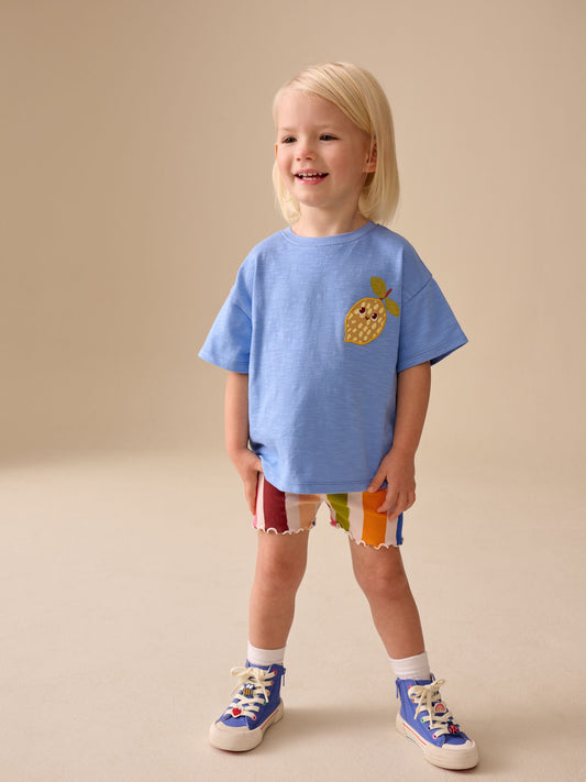 Blue Short Sleeve T-Shirt and Cycle Shorts Set (3mths-7yrs) image 3