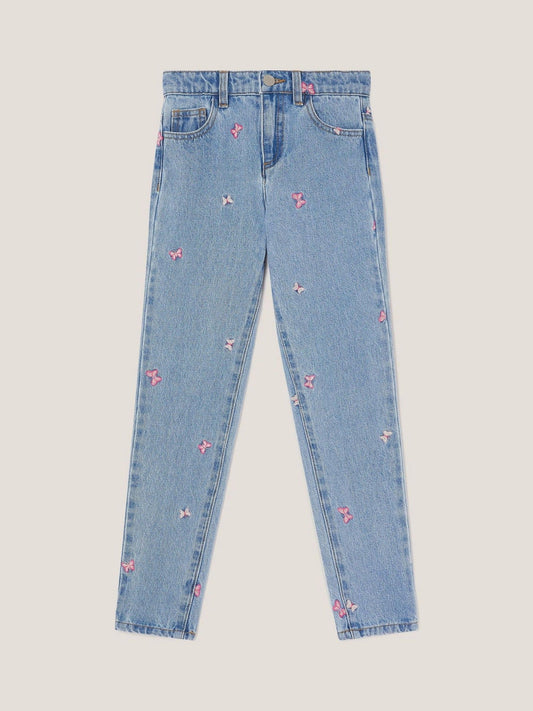 Dsiney Kidz - Monsoon Blue Butterfly Embroidered Straight Leg Jeans image 2