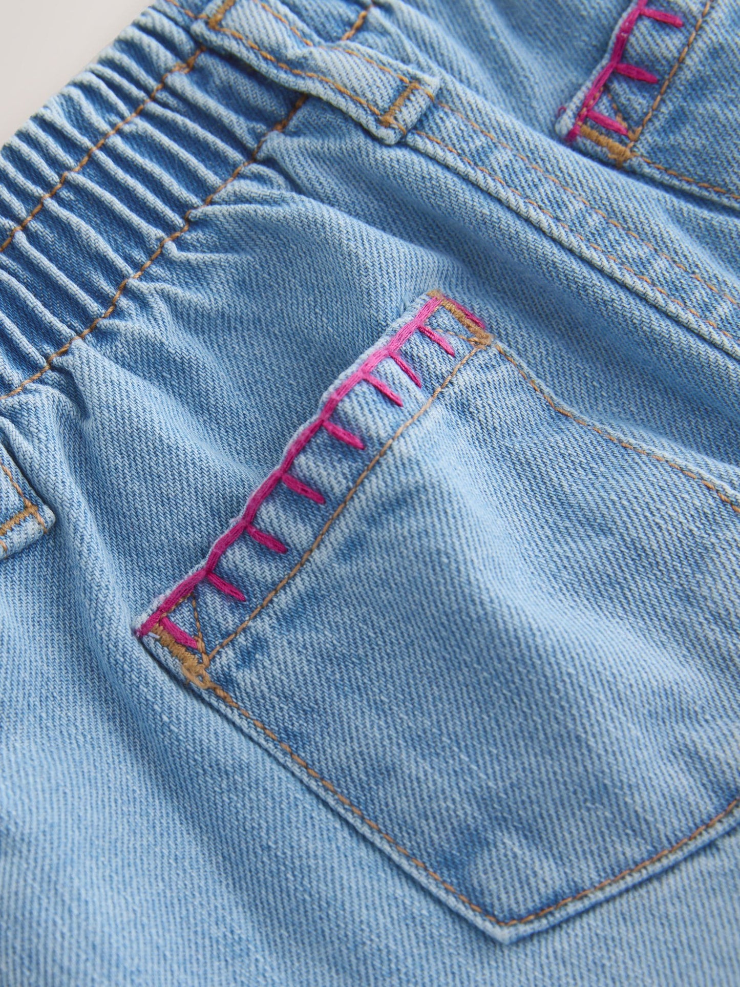 Mid Denim Crochet Flower Pull On Denim Shorts (3mths-10yrs) image 9