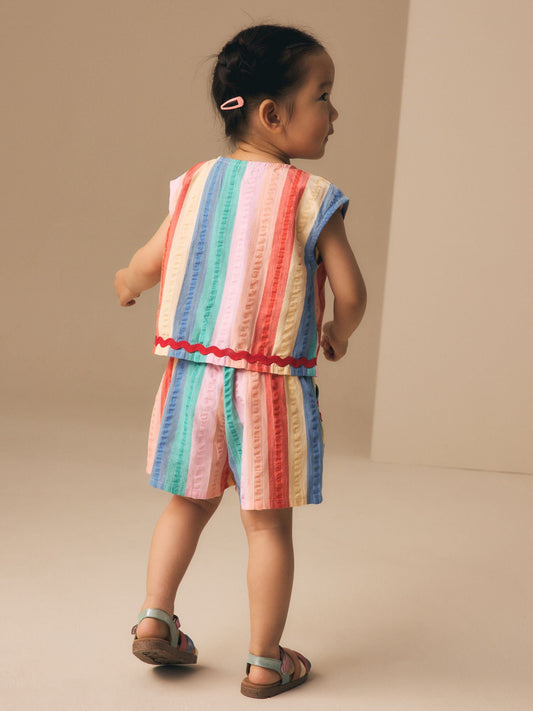 Dsiney Kidz - Rainbow Check Ric Rac Sleeveless Top & Shorts Set (3mths-7yrs) image 2