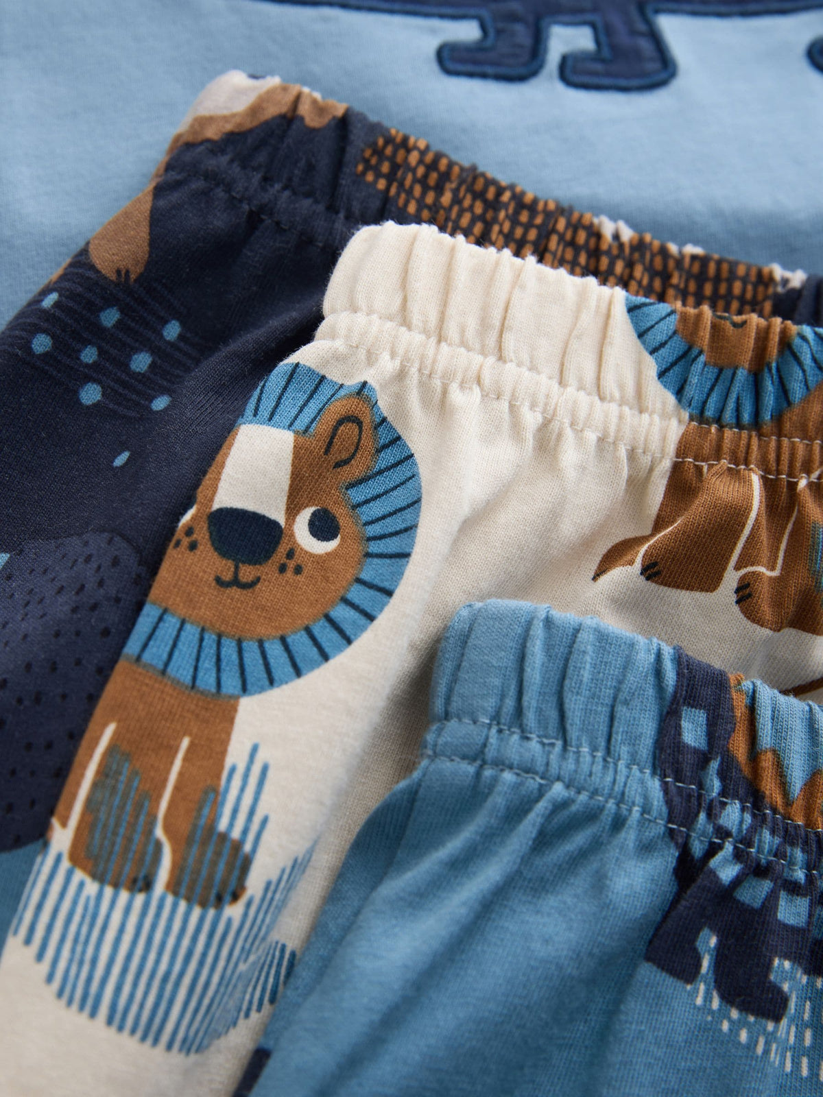 Blue/Ecru Safari Animal Short Pyjamas 3 Pack (9mths-8yrs) - image 13