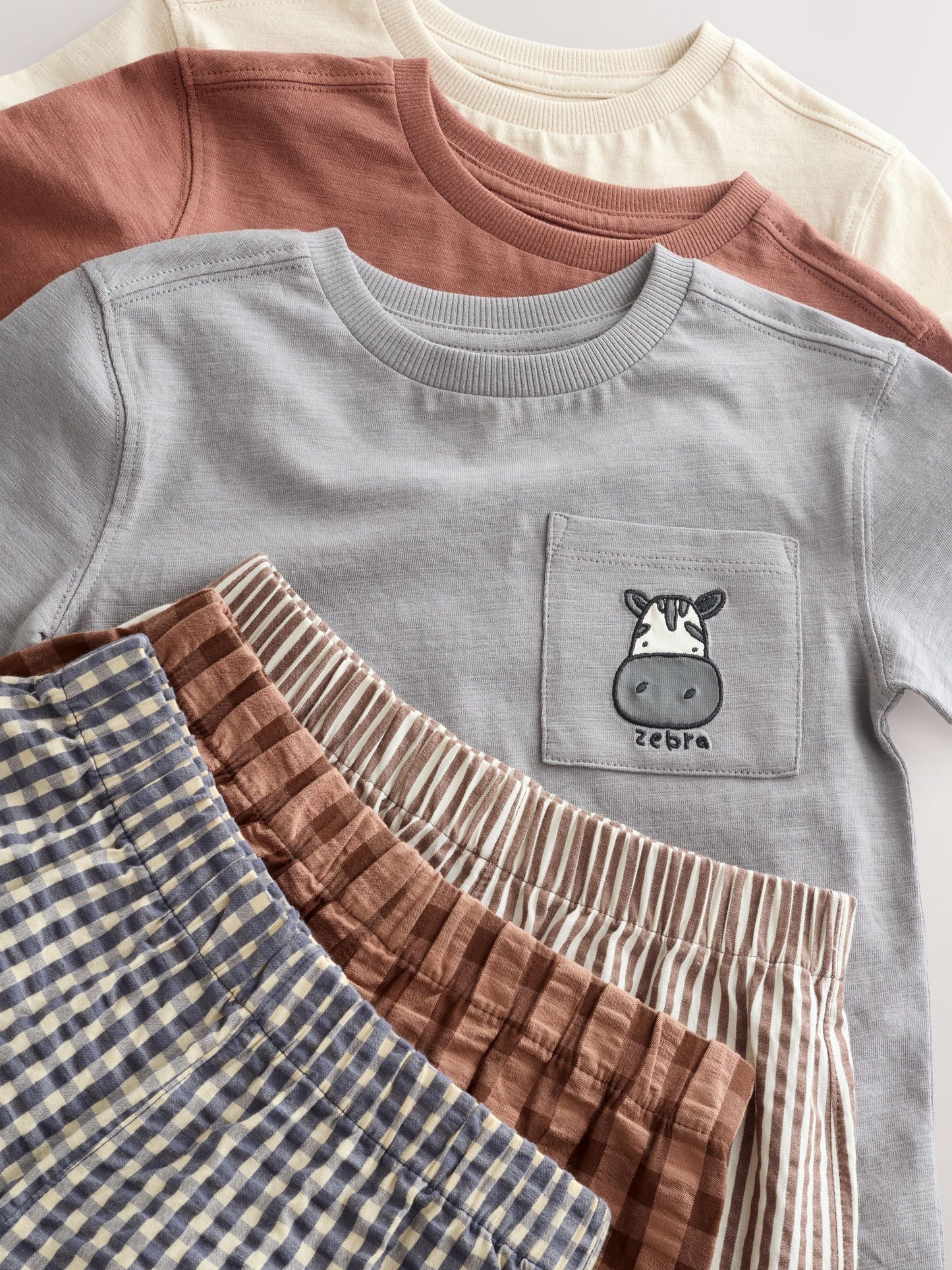 Brown/Cream/Grey Animal Short Pyjamas 3 Pack (9mths-8yrs) image 7