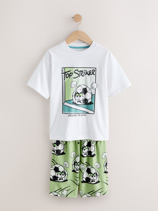 Green/Grey/White Comedy Sport Shorts Pyjamas 3 Pack (4-16yrs) image 3